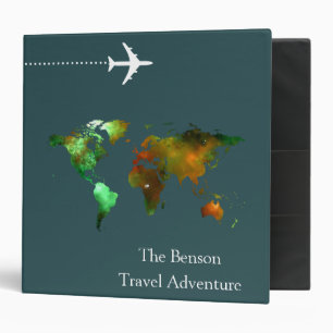World Map Custom Travel Adventures 3 Ring Binder