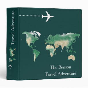 World Map Custom Travel Adventures 3 Ring Binder