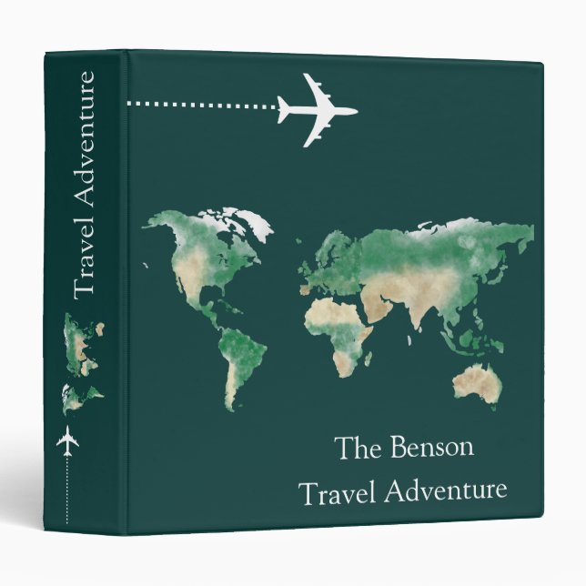 World Map Custom Travel Adventures 3 Ring Binder (Front/Spine)