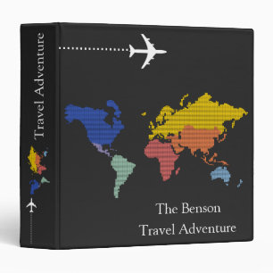 World Map Custom Travel Adventures 3 Ring Binder