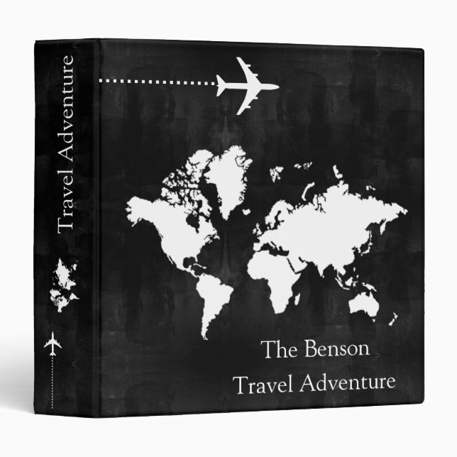 World Map Custom Travel Adventures 3 Ring Binder (Front/Spine)