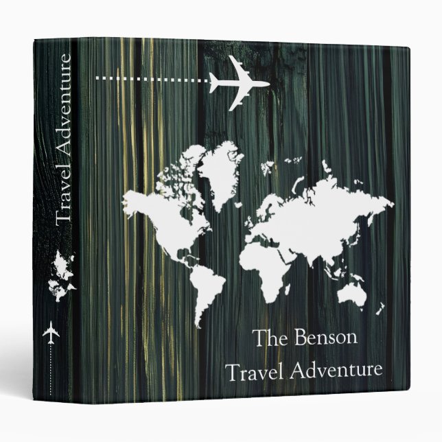 World Map Custom Travel Adventures 3 Ring Binder (Front/Spine)