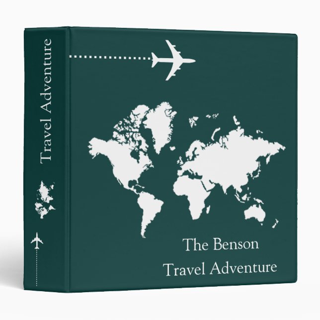 World Map Custom Travel Adventures Binder (Front/Spine)