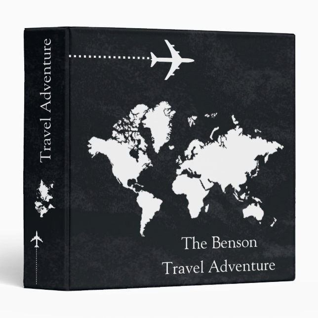 World Map Custom Travel Adventures Binder (Front/Spine)