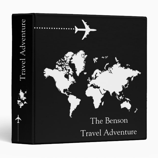 World Map Custom Travel Adventures Binder (Front/Spine)