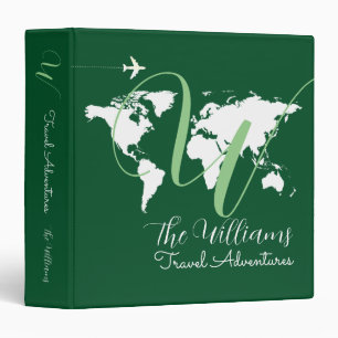 World Map custom travel adventures green Binder