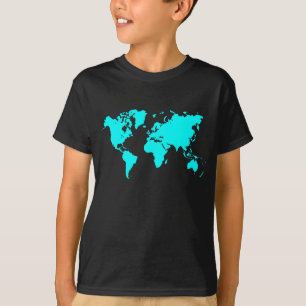 World Map - Cyan T-Shirt