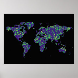 world map - cycle pattern poster