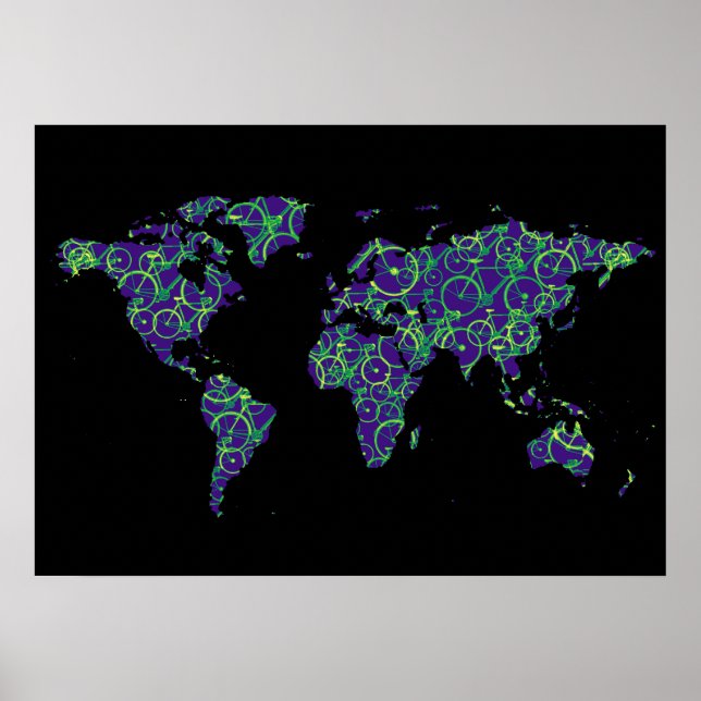 world map - cycle pattern poster (Front)