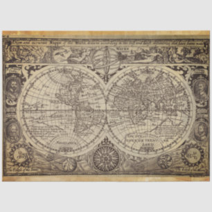 World Map Decoupage Paper