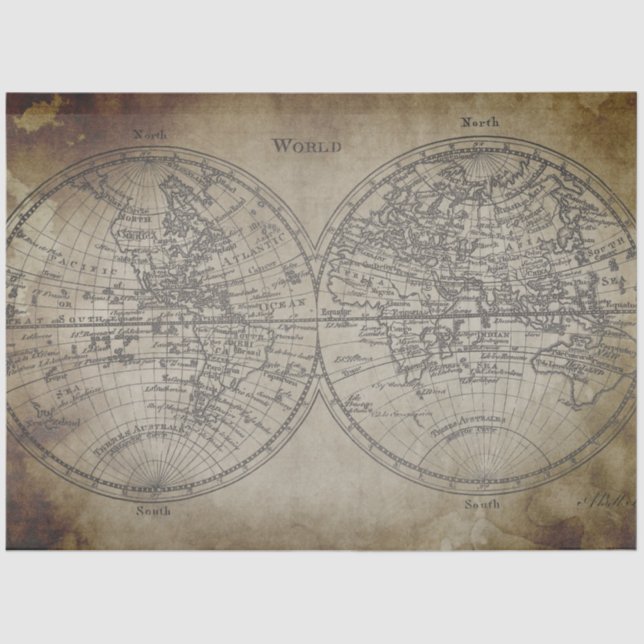 World Map Decoupage Paper (Front)