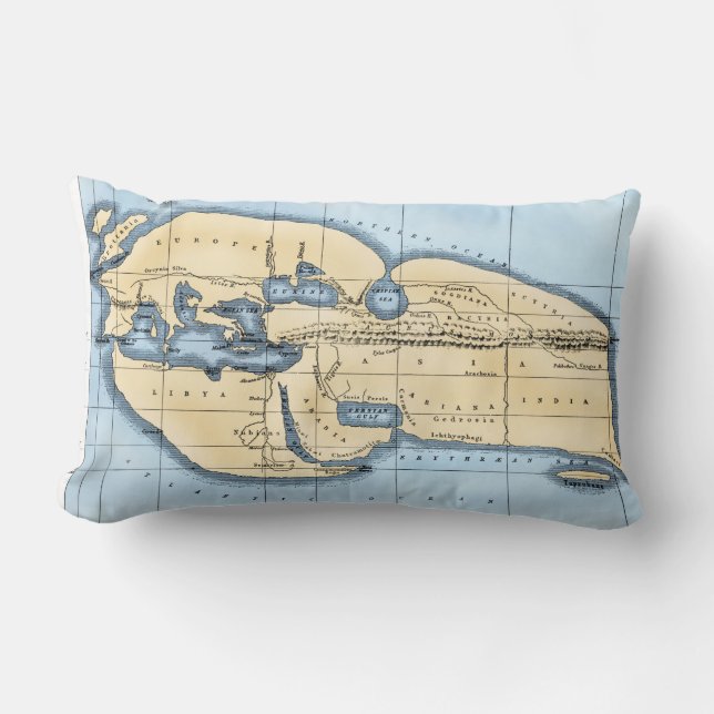 WORLD MAP: ERATOSTHENES LUMBAR PILLOW (Front)