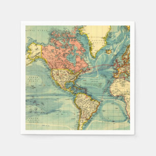World Map Featuring United States Maps Geography Napkin