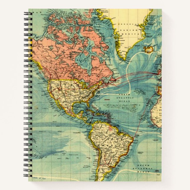 World Map Featuring United States Maps Geography Notebook (Front)