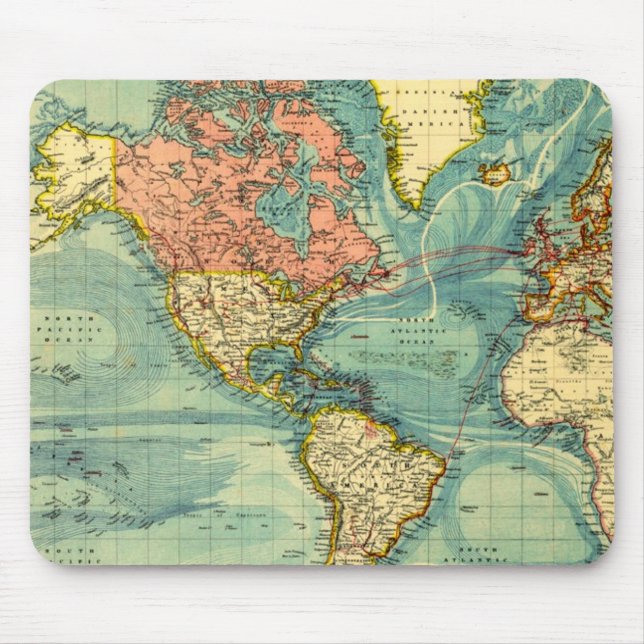 World Map Featuring United States Mouse Pad (Front)