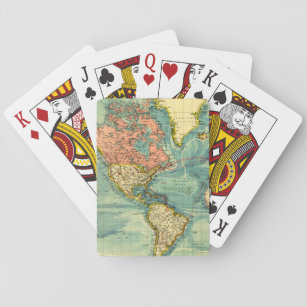 World Map Featuring United States Playing Cards