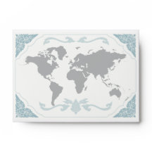World map floral grey