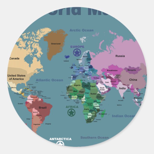 World Map for Kids with Flags Classic Round Sticker (Front)