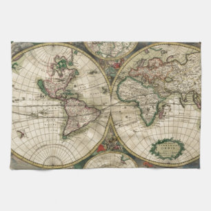 World Map from 1689 Kitchen Towel