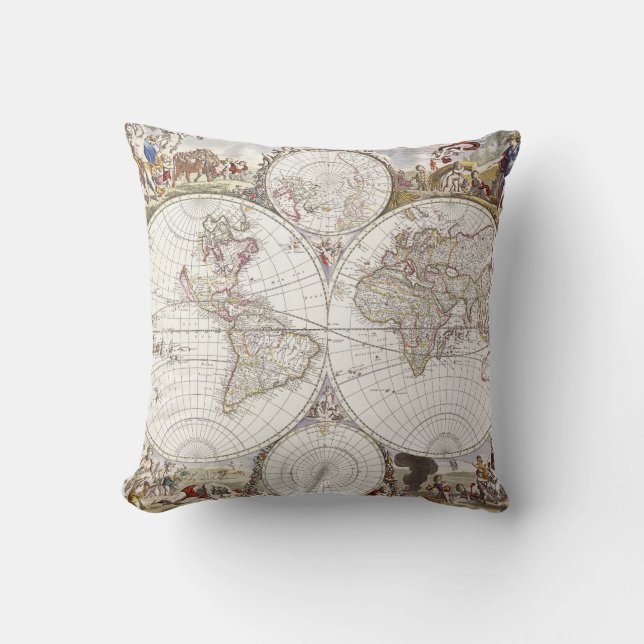World Map from Atlas Maior Throw Pillow (Front)
