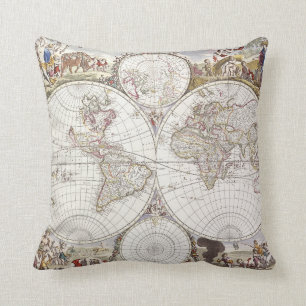 World Map from Atlas Maior Throw Pillow