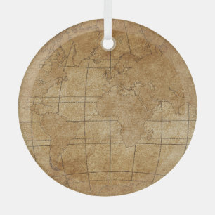 World Map: Global Exploration Guide Glass Ornament