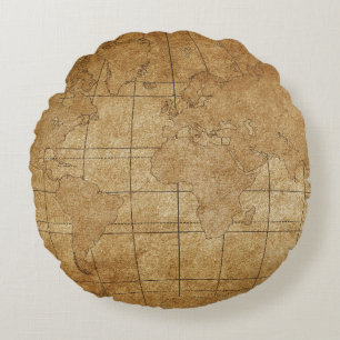 World Map: Global Exploration Guide Round Pillow