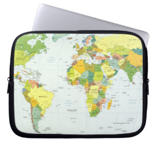 World Map Globe Atlas Countries Laptop Sleeve