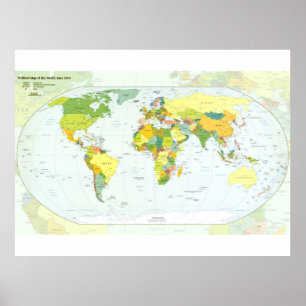 World Map Globe Atlas Countries Poster