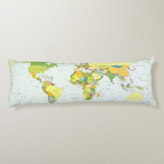 World Map Globe Country Atlas Body Pillow (Back)