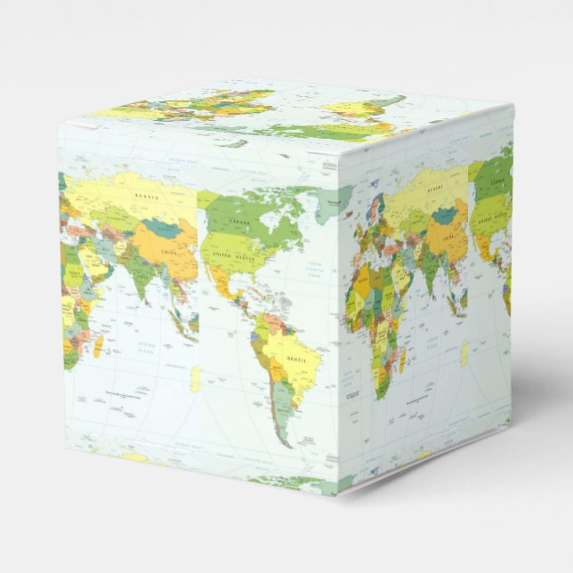 World Map Globe Country Atlas Favor Box (Front Side)
