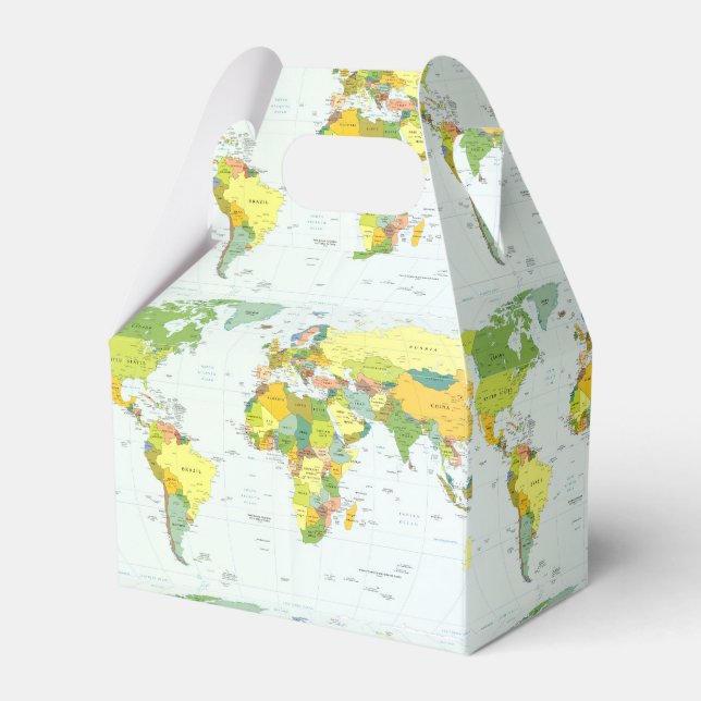 World Map Globe Country Atlas Favor Box (Front Side)