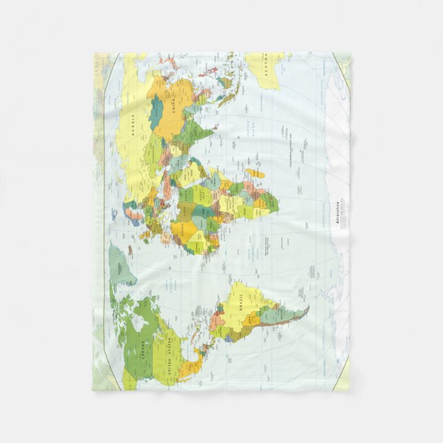 World Map Globe Country Atlas Fleece Blanket (Front)