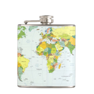 world+map+globe+country+atlas hip flask