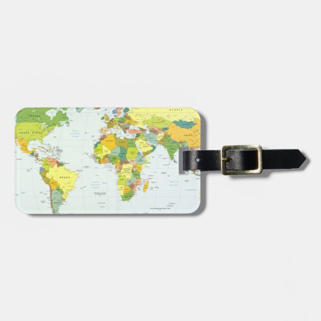 World Map Globe Country Atlas Luggage Tag (Front Horizontal)