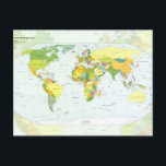 World Map Globe Country Atlas Postcard<br><div class="desc">This world map,  from 2012,  includes countries,  country capitals,  and major cities. This world map is available in a very large size for posters and larger gifts. Perfect for the geography student,  world travelers,  and for a unique home decor map.</div>
