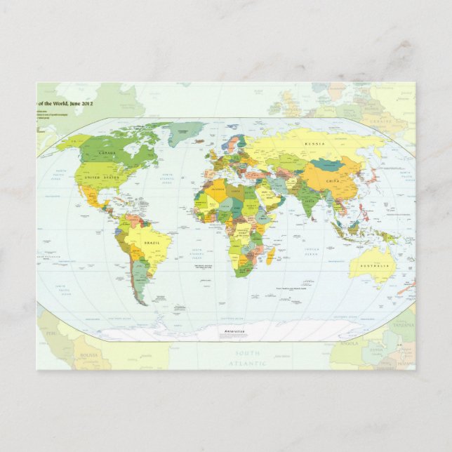 World Map Globe Country Atlas Postcard (Front)