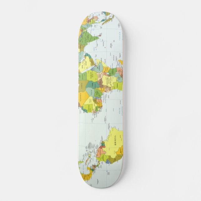 World Map Globe Country Atlas Skateboard (Front)