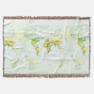world+map+globe+country+atlas throw blanket