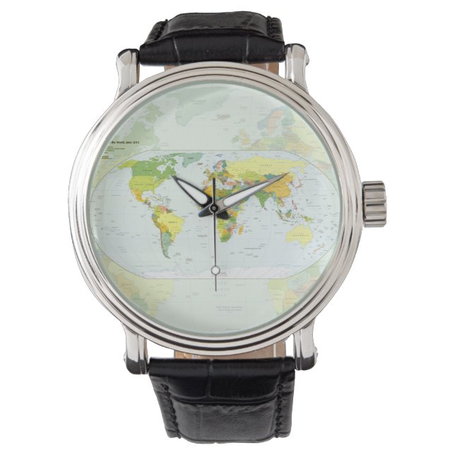 World Map Globe Country Atlas Watch (Front)