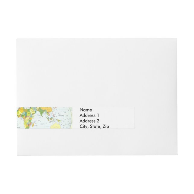 World Map Globe Country Atlas Wraparound Address Label (Front)