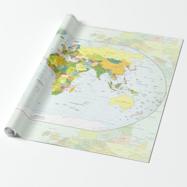 World Map Globe Country Atlas Wrapping Paper (Unrolled)