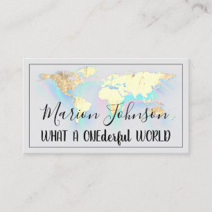World Map Globe Map Travel Agency Gold QR Grey Business Card