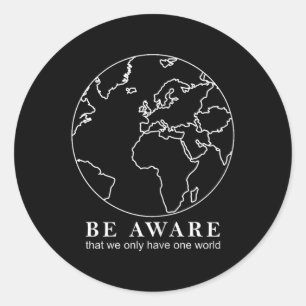 World Map Globe Outline Environmental Protection Classic Round Sticker