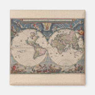 World Map Globe Travel Antique Magnet