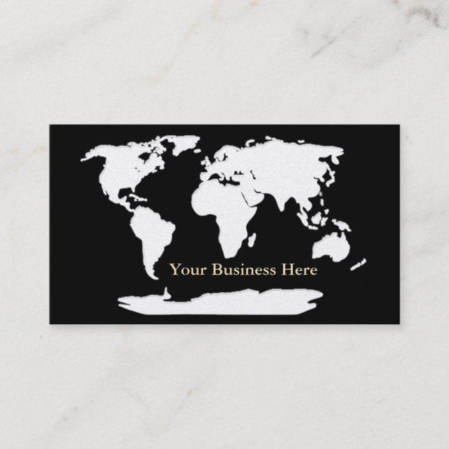 World Map Gold/Black Business Card 1 (Front)