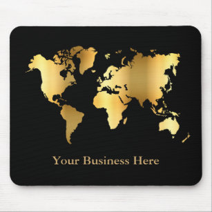 World Map Gold/Black Mouse Pad