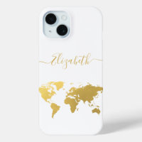 World map gold travelers personalized