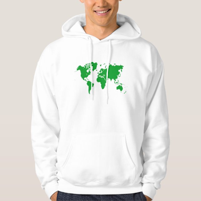 World Map - Grass Green Hoodie (Front)