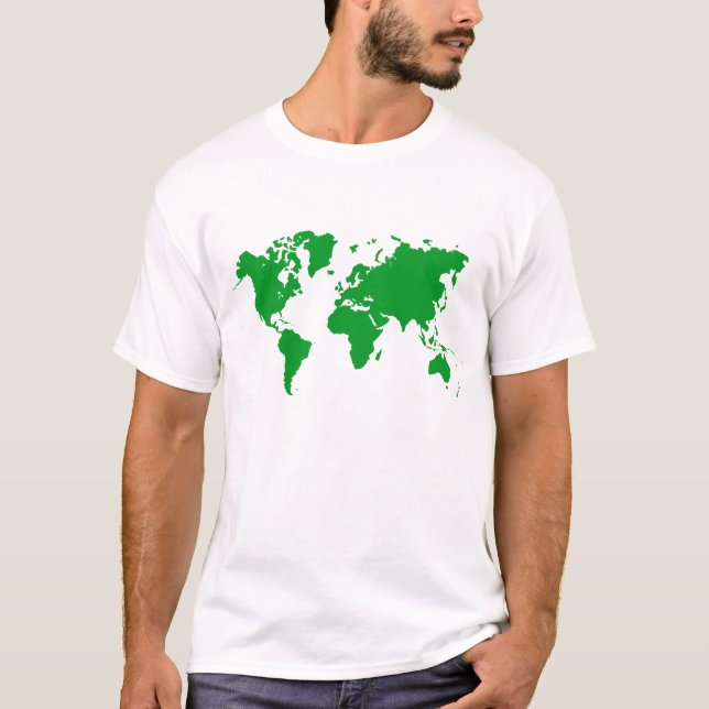 World Map - Grass Green T-Shirt (Front)
